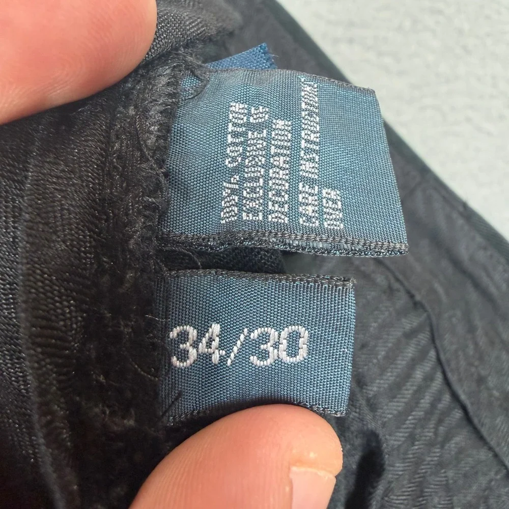 Vintage Polo Ralph Lauren Mens Preston Pant Black Cotton Chino Straight 34x30